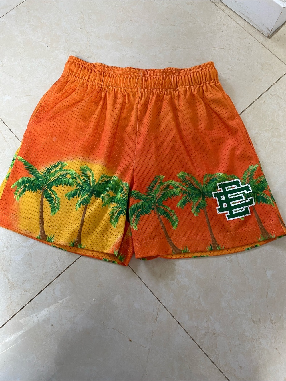 Eric Emanuel Orange Palm Trees Shorts Large Authentic